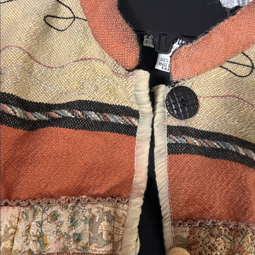 Multicolor Patchwork Jacket With Button Details - image 6